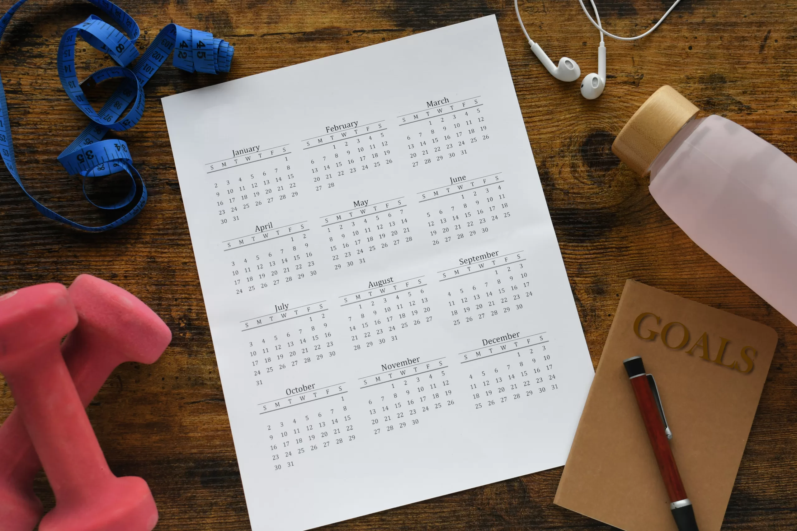 calendar flat lay with health fitness items new 2022 11 14 04 20 23 utc 1 1